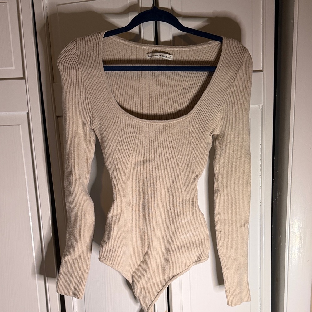 Abercrombie & Fitch Cream Ribbed Body Suit